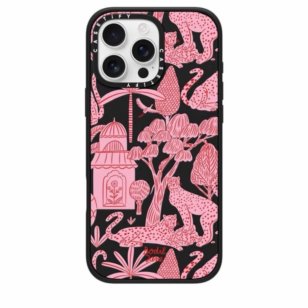Casetify Black and Pink Jungle Pattern Phone Case